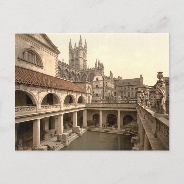Roman Bäder und Abtei IV, Bath, Somerset, England Postkarte (Vorderseite)