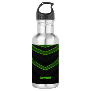ROMAN ~ Black and FluorGreen Stainless Steel Edelstahlflasche