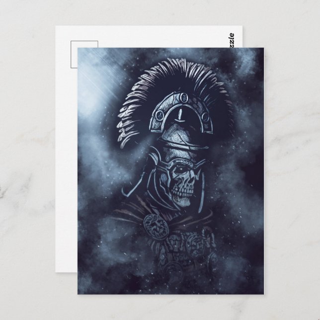Roman Centurion Skull Medieval Gladiator Fantasy Postkarte (Vorne/Hinten)