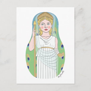 Roman Goddess Juno Matryoshka Postcard Postkarte