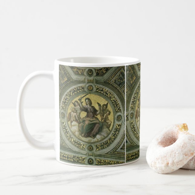 Roman Goddess Justice mit Engeln von Raphael Kaffeetasse (Mit Donut)