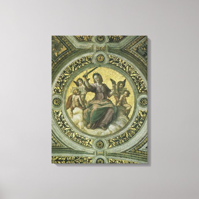 Roman Goddess Justice mit Engeln von Raphael Leinwanddruck (Vorderseite)