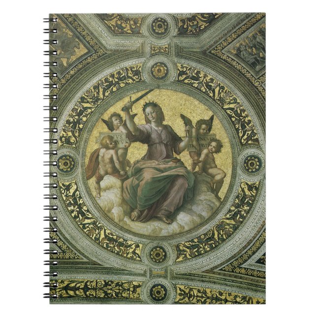 Roman Goddess Justice mit Engeln von Raphael Notizblock (Vorderseite)