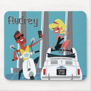 Roman Holiday Fiat Scooter. Personalisiert Mousepad