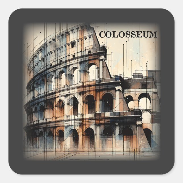 Roman Kolosseum Italien Europa Quadratischer Aufkleber (Vorderseite)