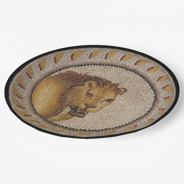 Roman Lion Mosaic Pappteller (Schrägansicht)