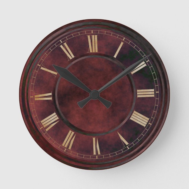 Roman Numbers Red Slab Large Clock Runde Wanduhr (Vorderseite)