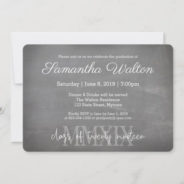 Roman Numeral 2019 Graduation Party Einladung | (Vorderseite)