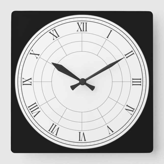 Roman Numeral Quadratische Wanduhr (Vorderseite)