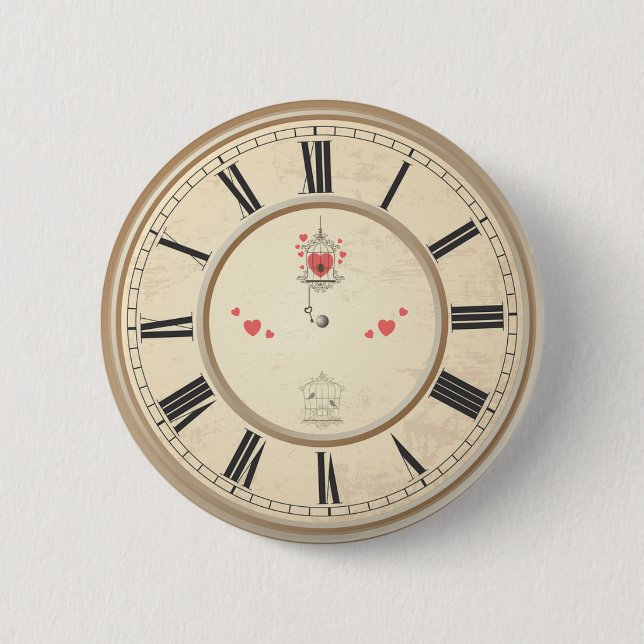 Roman Numerals Clock Design Button (Vorderseite)