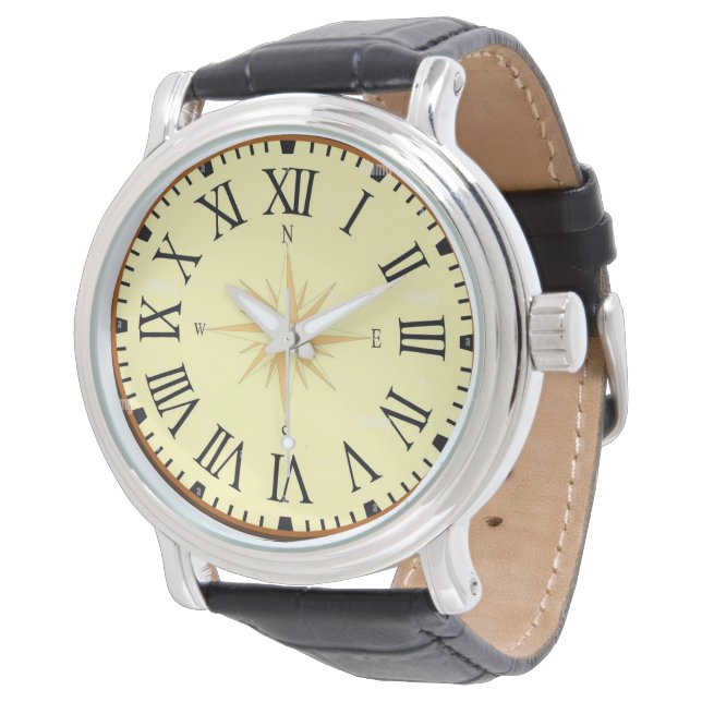 Roman Numerals Moderne Nummer groß einfach zu lese Armbanduhr (Schrägansicht)