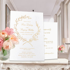 Roman Olive Leaf Wreath Wedding Gold 4 x 5 Einladu Folienkarte