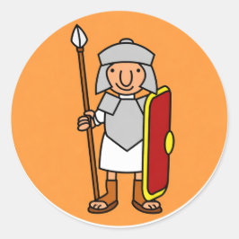 Roman Soldier Cartoon Birthday Sticker Sheet |
