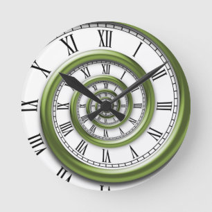 Roman Spiral -Green Runde Wanduhr