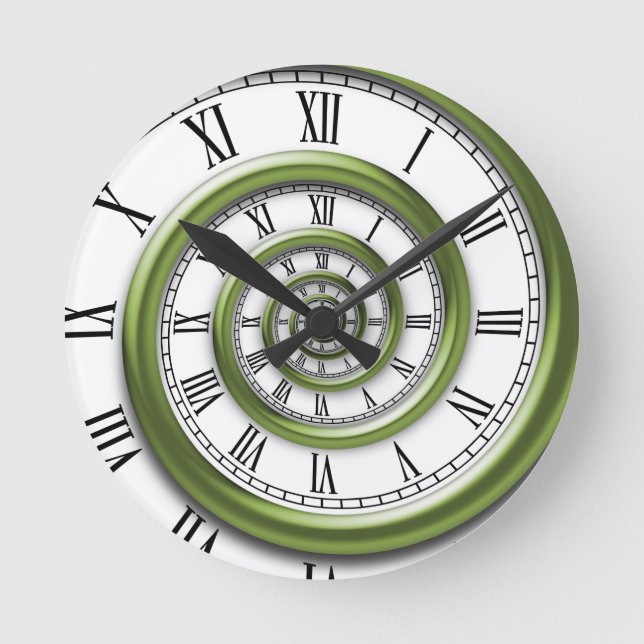 Roman Spiral -Green Runde Wanduhr (Vorderseite)