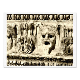 Roman Stone Carved Drama Faces Foto Print