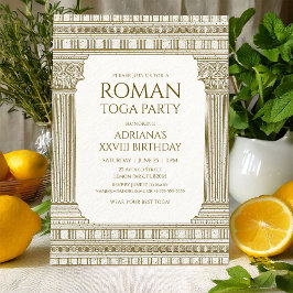 Roman Toga Party mit eleganten Tempelsäulen Einladung