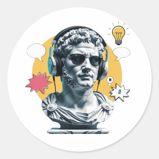Roman Vibes - Modernes Kunstposter Runder Aufkleber (Vorderseite)
