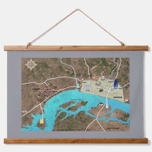 Roman & Viking London Tapestry Wandteppich Mit Holzrahmen (Vorne)