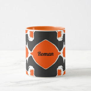 ROMAN ~ Zany 3D ~ Schwarz-weiß Orange Tasse
