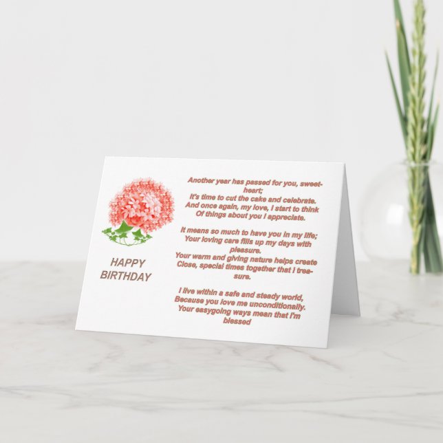 Romance Birthday Gedicht Grußkarte Karte (Vorderseite)
