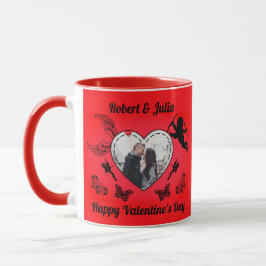 Romance Cute Red Heart Cupid Photo Valentines Day Tasse
