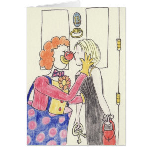 Romance de Clown Drôle Amour Bizarre Dessin d'Art 