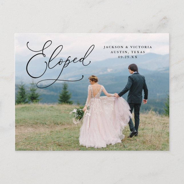 Romance Eloped Postcard Ankündigungspostkarte (Vorderseite)