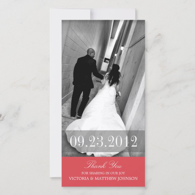 ROMANCE EN ROUGE | CARTE DE REMERCIEMENTS mariage (Devant)