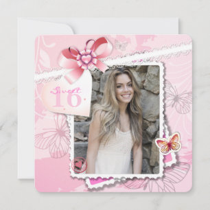 Romance et papillons Photo Invitation