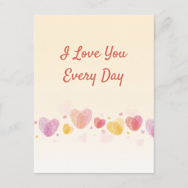 Romance Fingerprint Liebe Herz Feiertagspostkarte (Vorderseite)