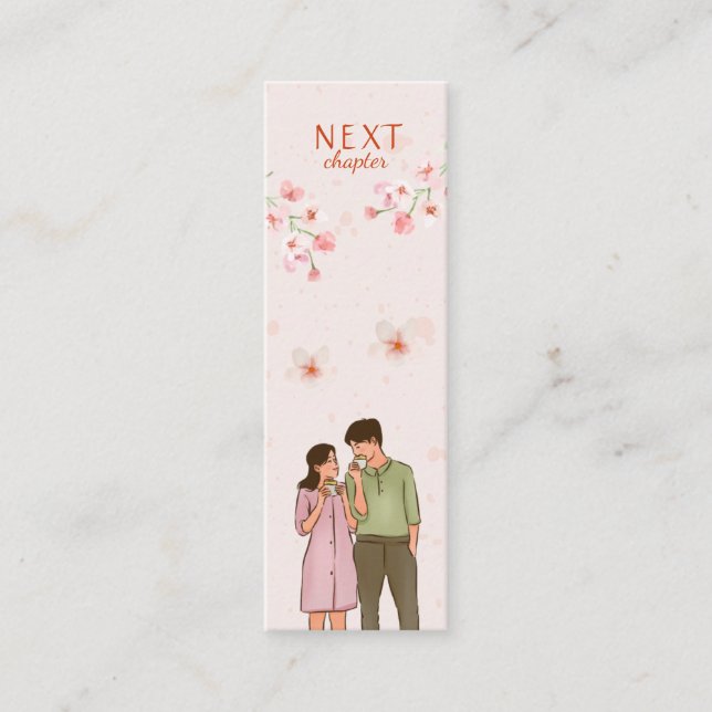 Romance Genre Pink Floral Mini Lesezeichen Telefonnummerkarte (Vorderseite)