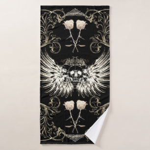 Romance gothique victorien crâne ailes et roses bl