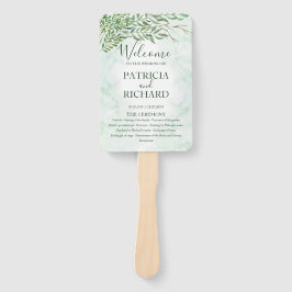 Romance Greenery Wedding Program Fächer