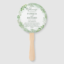Romance Greenery Wedding Round Program Fächer