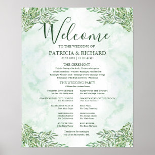 Romance Greenery Wedding Zeremony Program Board Poster