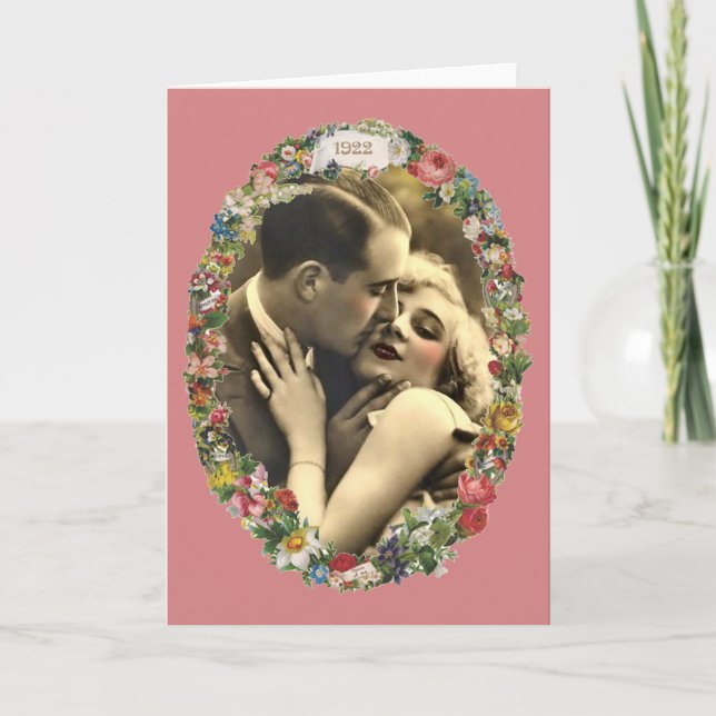 Romance in einem Blumenoval Karte (Vorderseite)