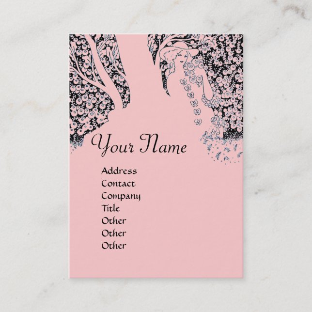 ROMANCE MONOGRAM , schwarz und rosa Visitenkarte (Vorderseite)