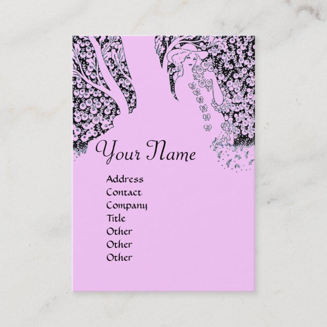 ROMANCE MONOGRAM , schwarz und rosa Visitenkarte (Vorderseite)