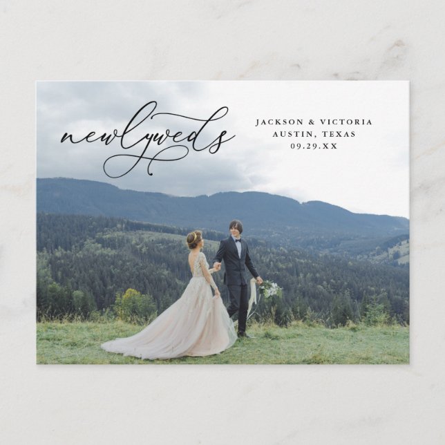 Romance Newlyweds Elopement Postcard Ankündigungspostkarte (Vorderseite)