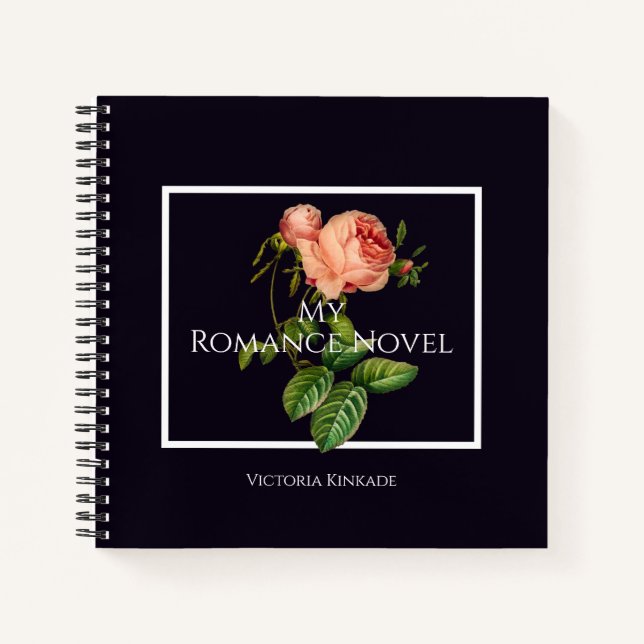 Romance Novel Notebook mit Vintag rosa Rose Notizbuch (Vorderseite)