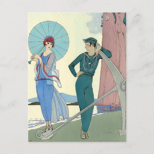 Romance ohne Worte von George Barbier Postkarte (Vorderseite)