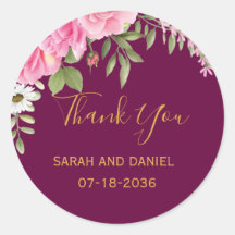 Romance Plum mit rosa Roses Wedding Danke
