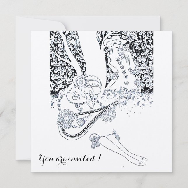 ROMANCE, ROMANTISCHE LIEBER SCHWARZE SILVER WEDDIN EINLADUNG (Vorderseite)