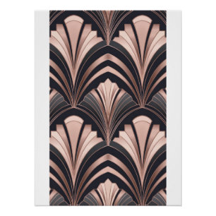 Romance Rose Gold Néo Art Déco Design Éventail