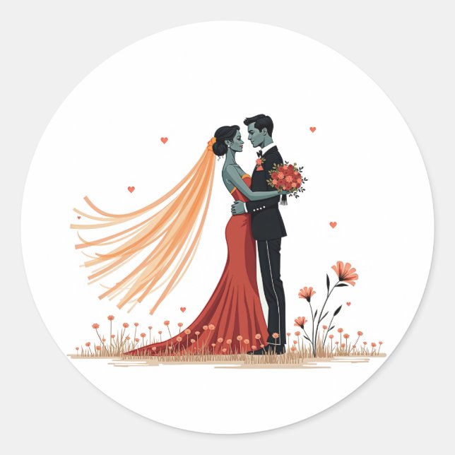 Romance Wedding Couple Sticker (Vorderseite)