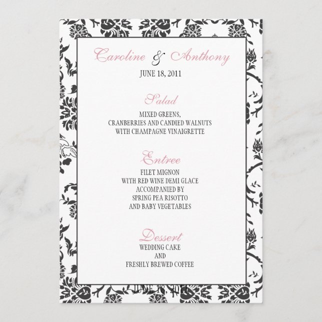 Romance Wedding Menu Menükarte (Vorderseite)