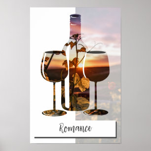 Romance - Wein für zwei Personen bei Sonnenunterga Poster