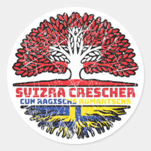Romanen Rätoromanisch Graubündisch Graubünden Baum Runder Aufkleber