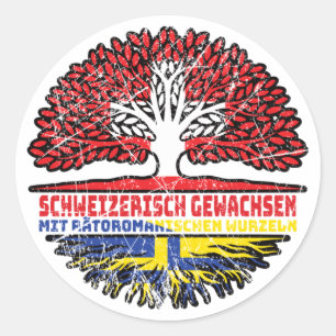 Romanen Rätoromanisch Graubündisch Graubünden Baum Runder Aufkleber